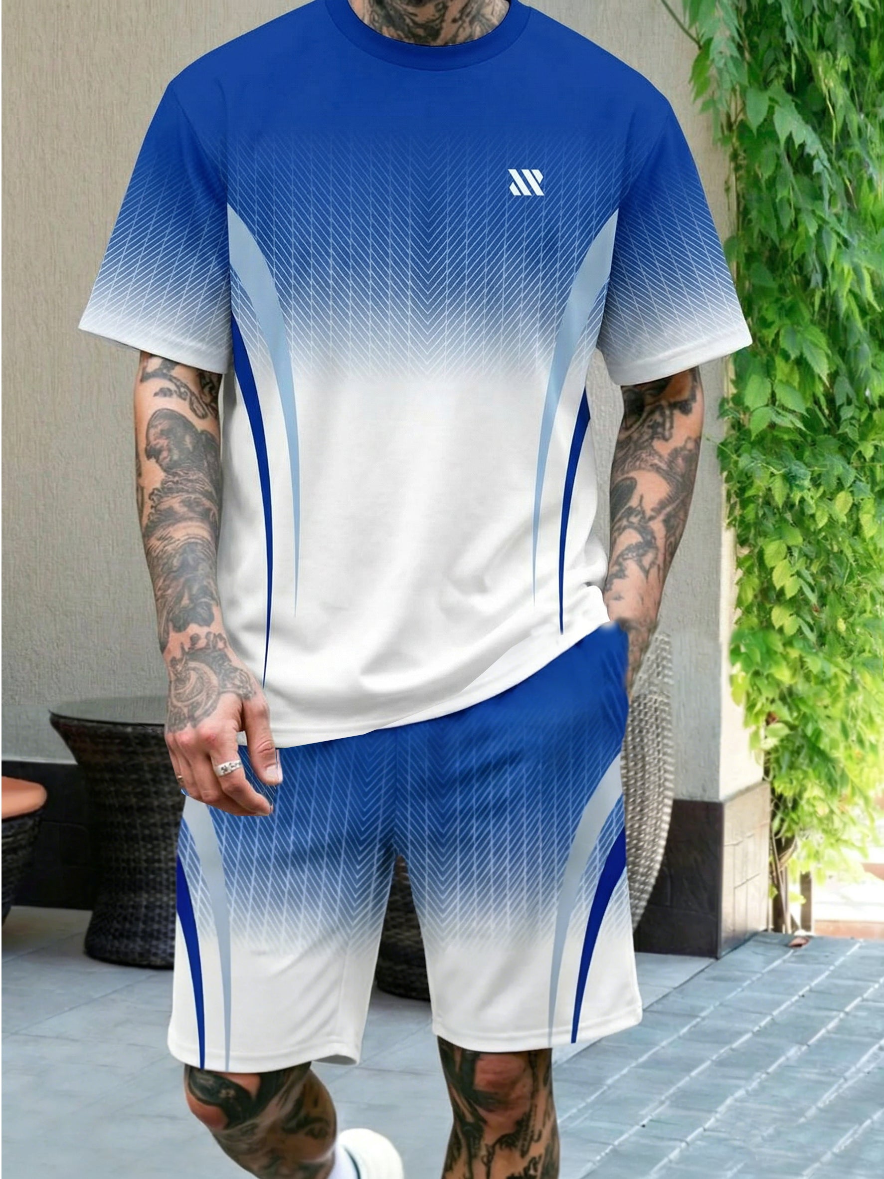 KZZ Men's short Sleeve Gym Training set