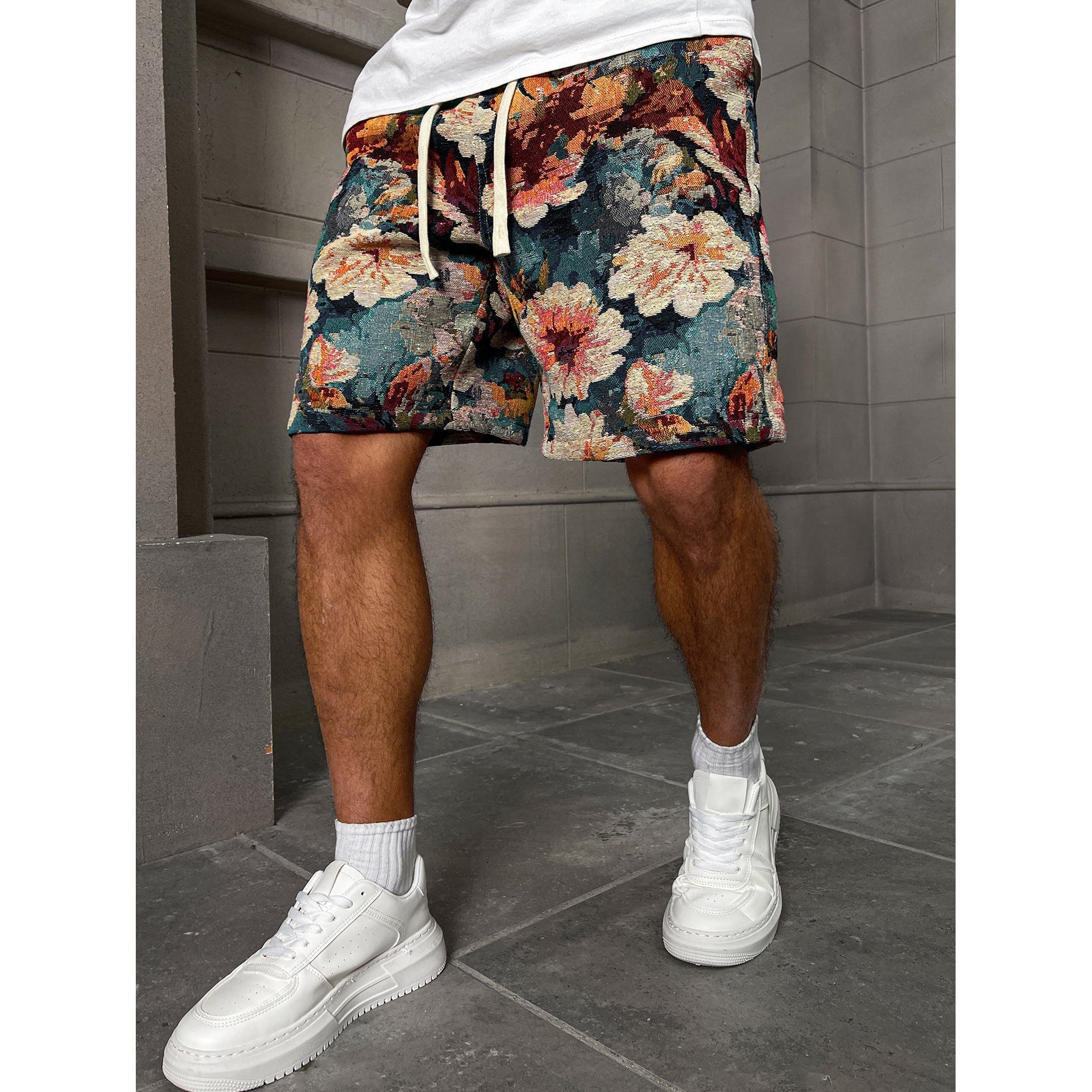 KZZ Retro floral brocade shorts