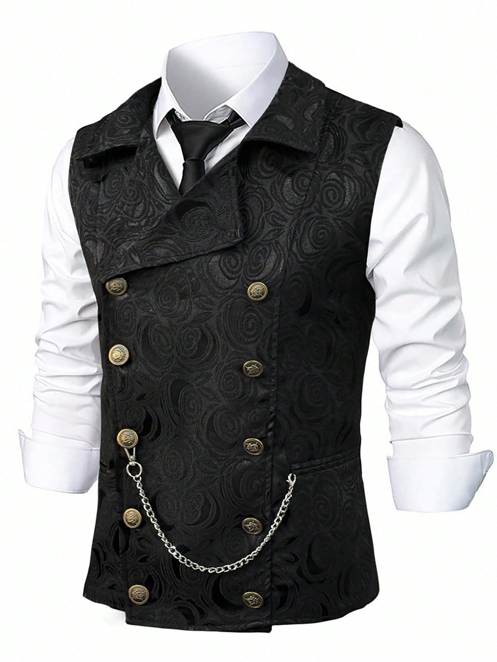 KZZ Men's Solid-Color Double-Breasted Suit Vest
