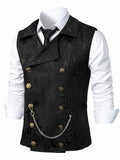 KZZ Men's Solid-Color Double-Breasted Suit Vest