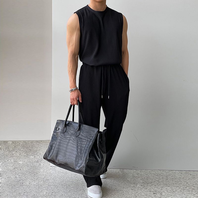 KZZ Men's Two-Piece Ribbed Knit Tracksuit