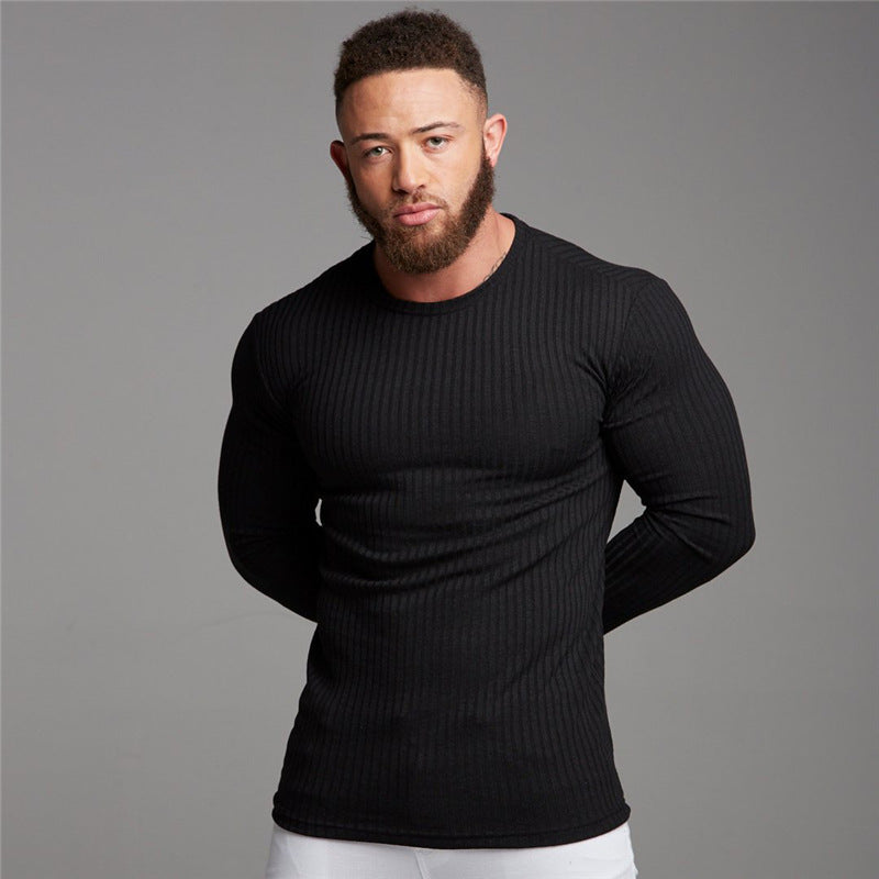 KZZ Slim Fit Knit Long Sleeve T-Shirt for Men