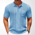 KZZ Men's High-Stretch Acrylic-Cotton Knit Polo Shirt