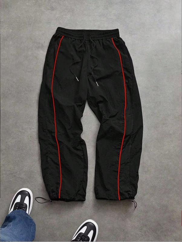 KZZ Men's Casual Striped Print Comfortable Straight-Leg Sweatpants