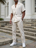 KZZ Men's Notched-Lapel Two-Piece Loungewear Set