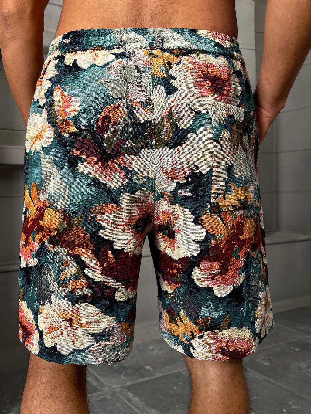 KZZ Retro floral brocade shorts