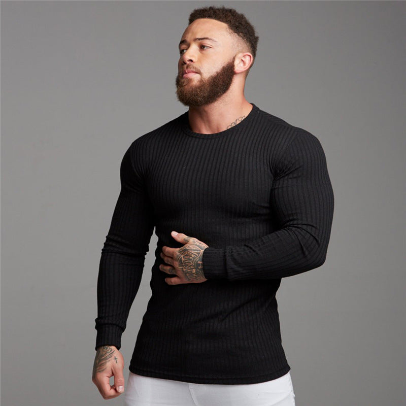 KZZ Slim Fit Knit Long Sleeve T-Shirt for Men