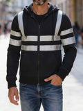 KZZ Men's Fleece-Lined Hoodie with Reflective Zipper