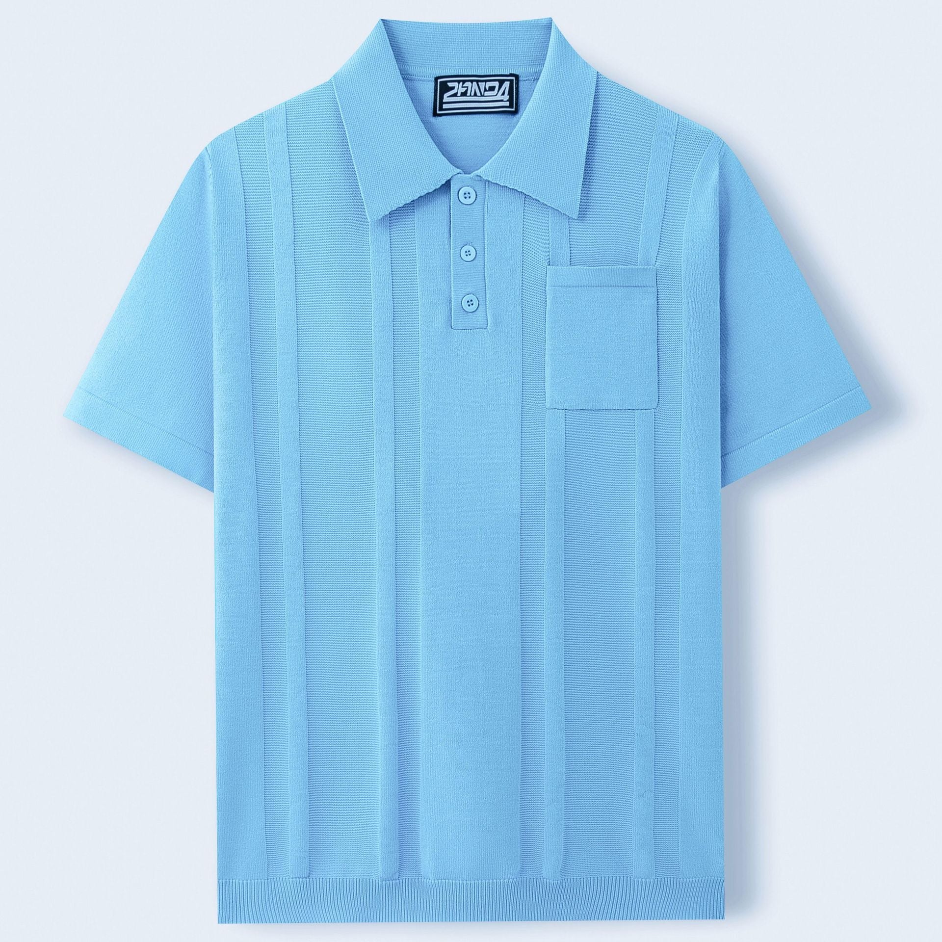 KZZ Men's High-Stretch Acrylic-Cotton Knit Polo Shirt
