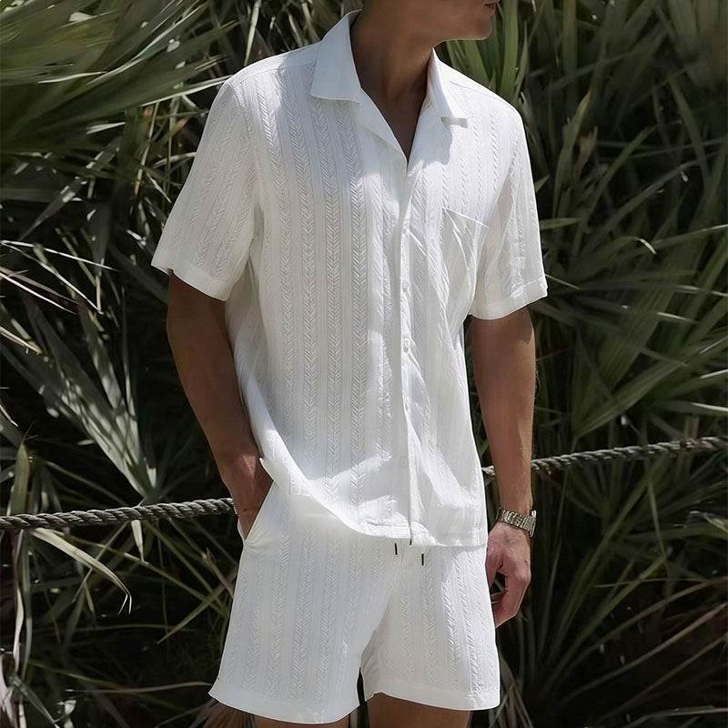 KZZ Men's Textured Knit Two-Piece Set