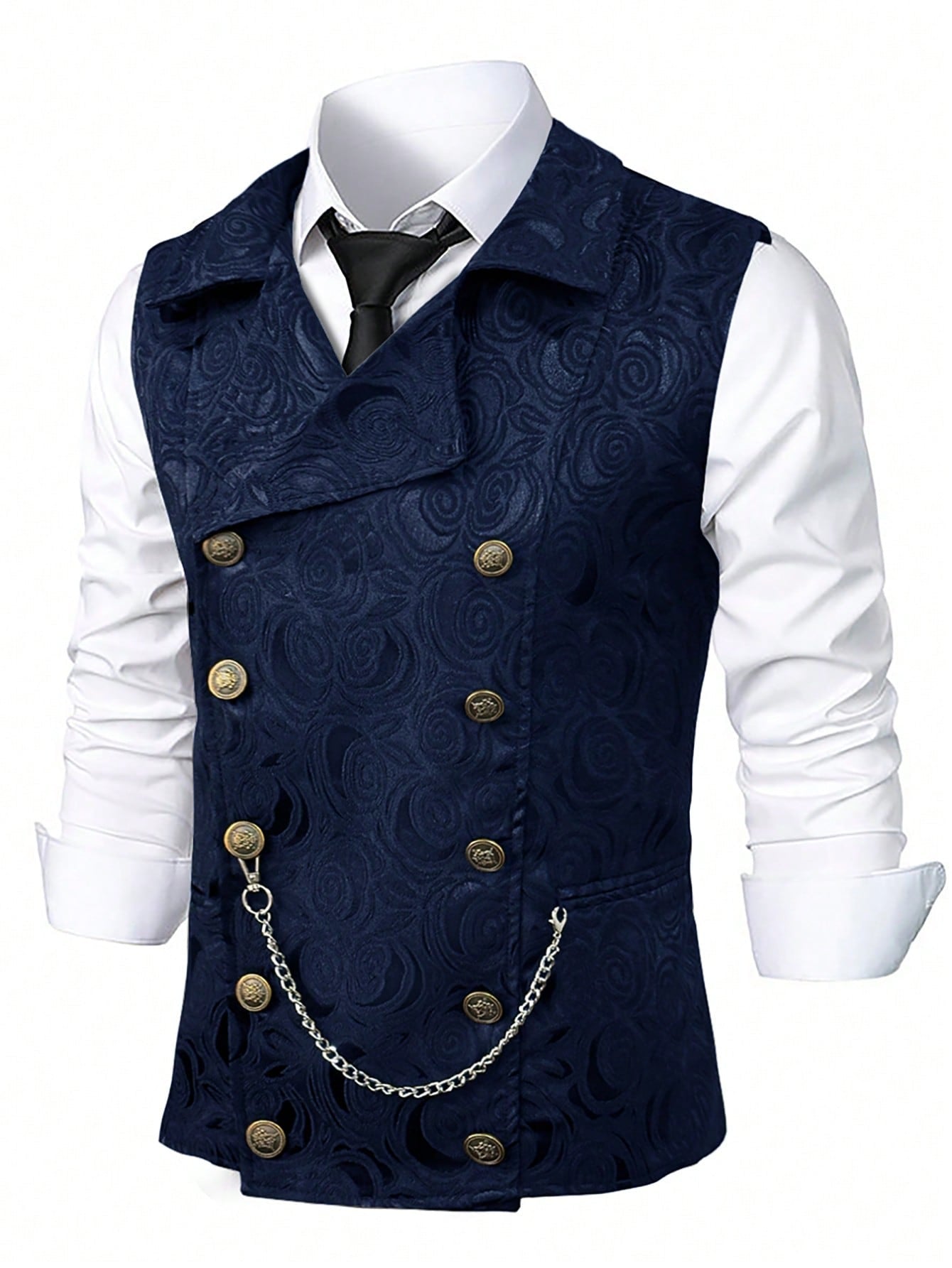 KZZ Men's Solid-Color Double-Breasted Suit Vest
