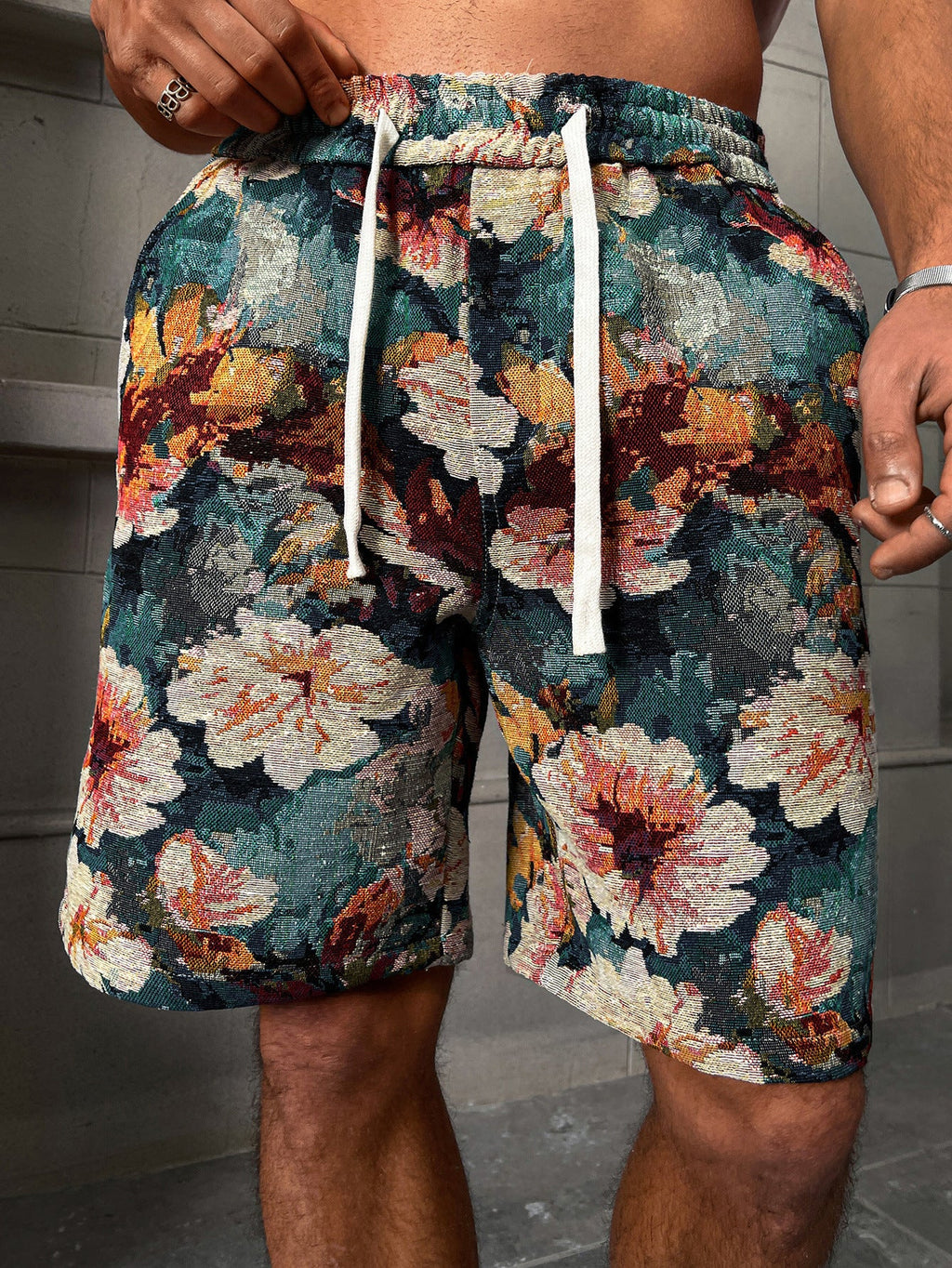 KZZ Retro floral brocade shorts