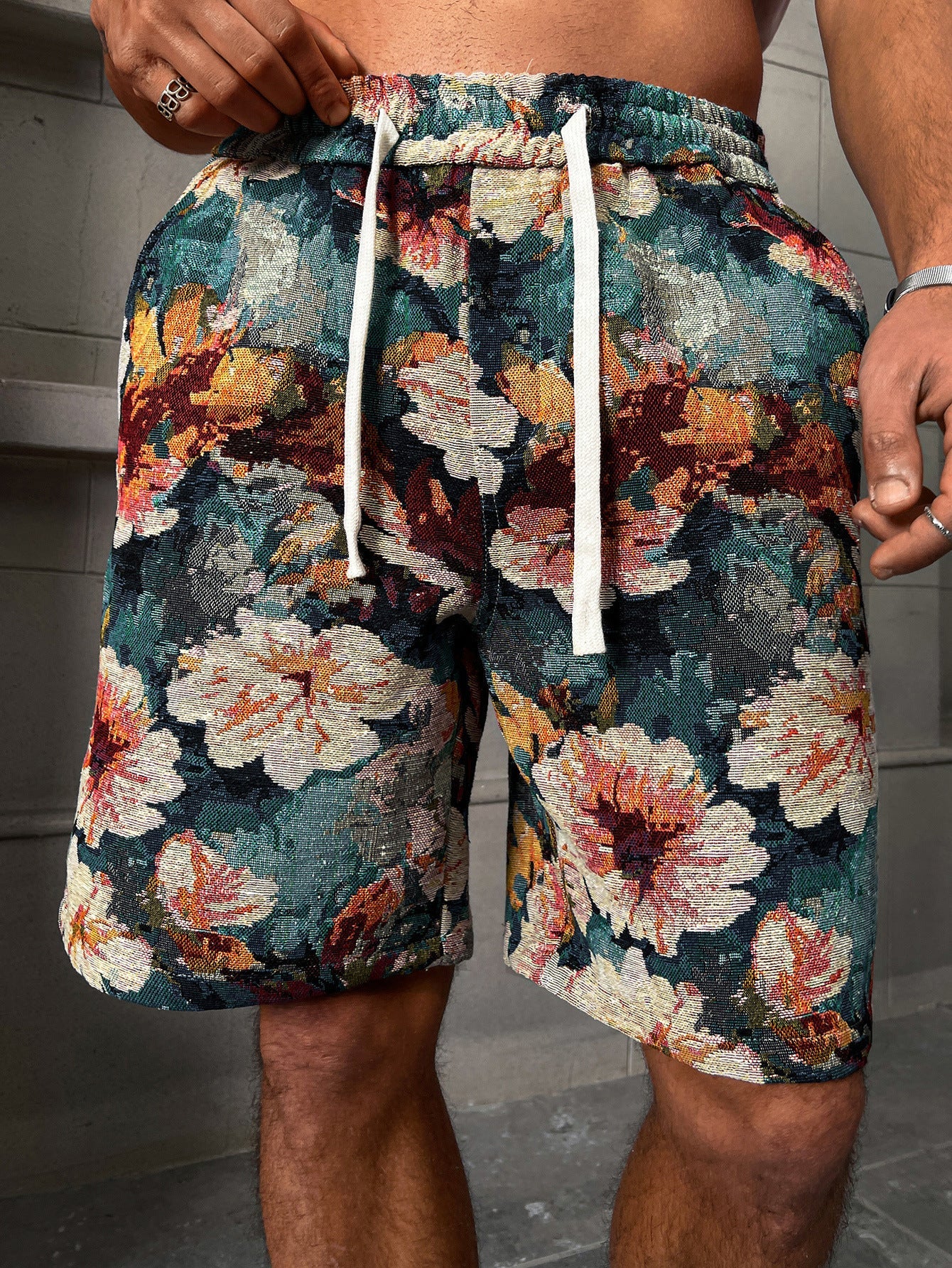 KZZ Retro floral brocade shorts