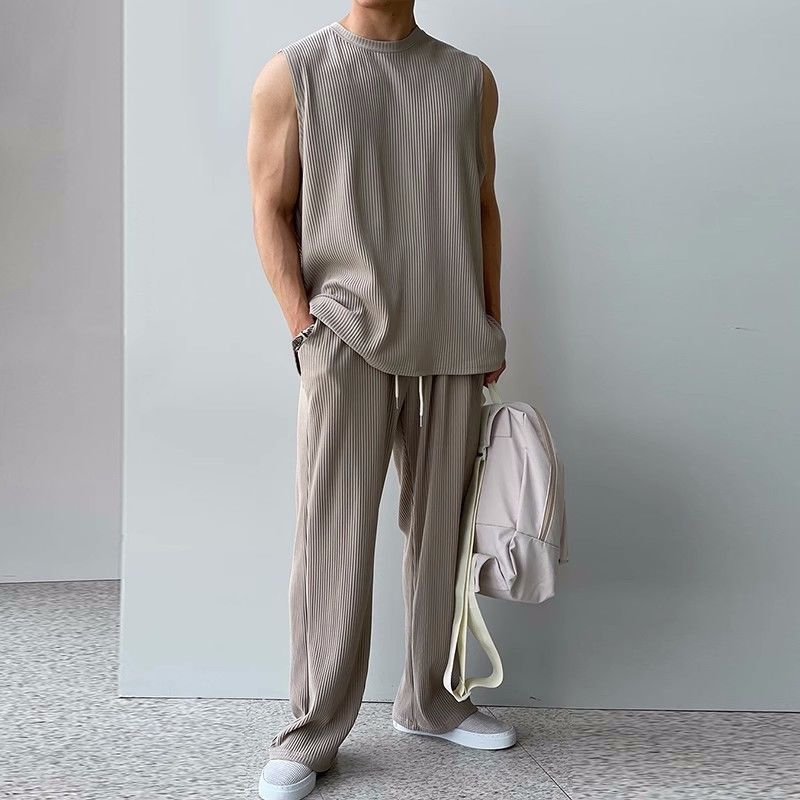KZZ Men's Two-Piece Ribbed Knit Tracksuit