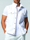 KZZ Men's White Denim Jacket
