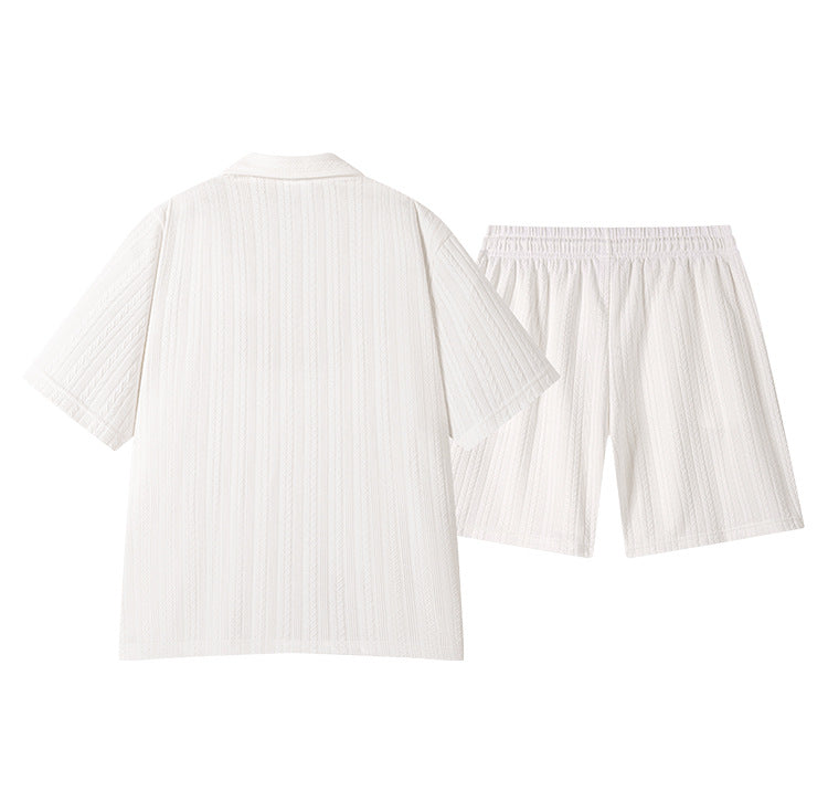 KZZ Men's Textured Knit Two-Piece Set