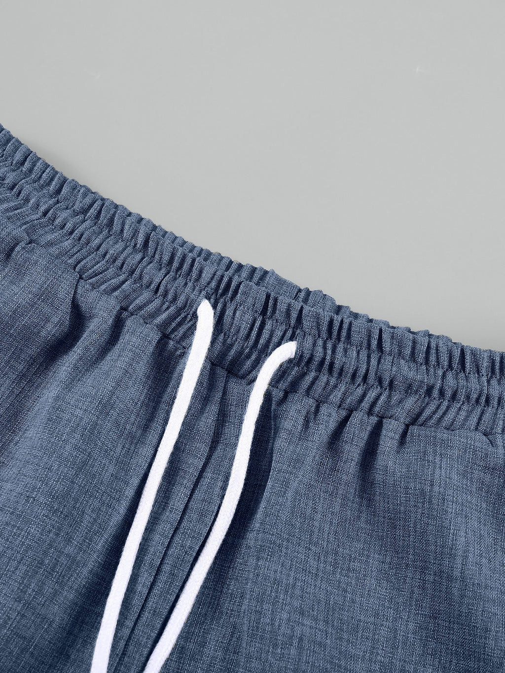 KZZ Men's Linen-Blend Two-Piece Loungewear Set