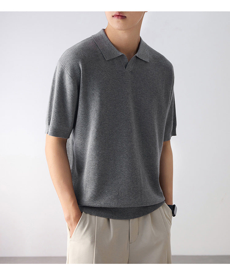 KZZ Short-Sleeve Summer Casual Pullover Polo Shirt