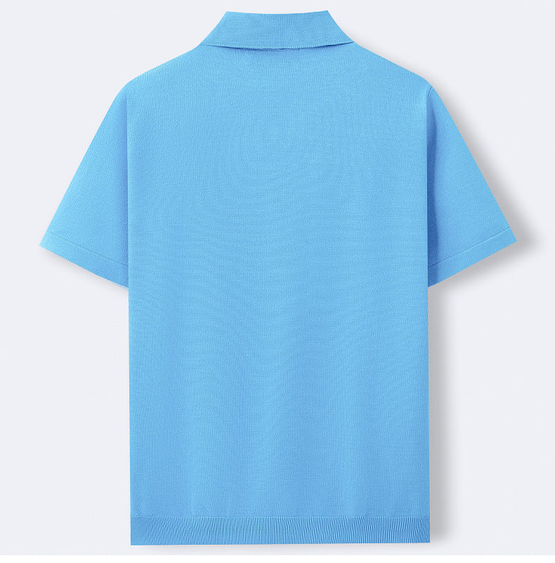 KZZ Men's High-Stretch Acrylic-Cotton Knit Polo Shirt