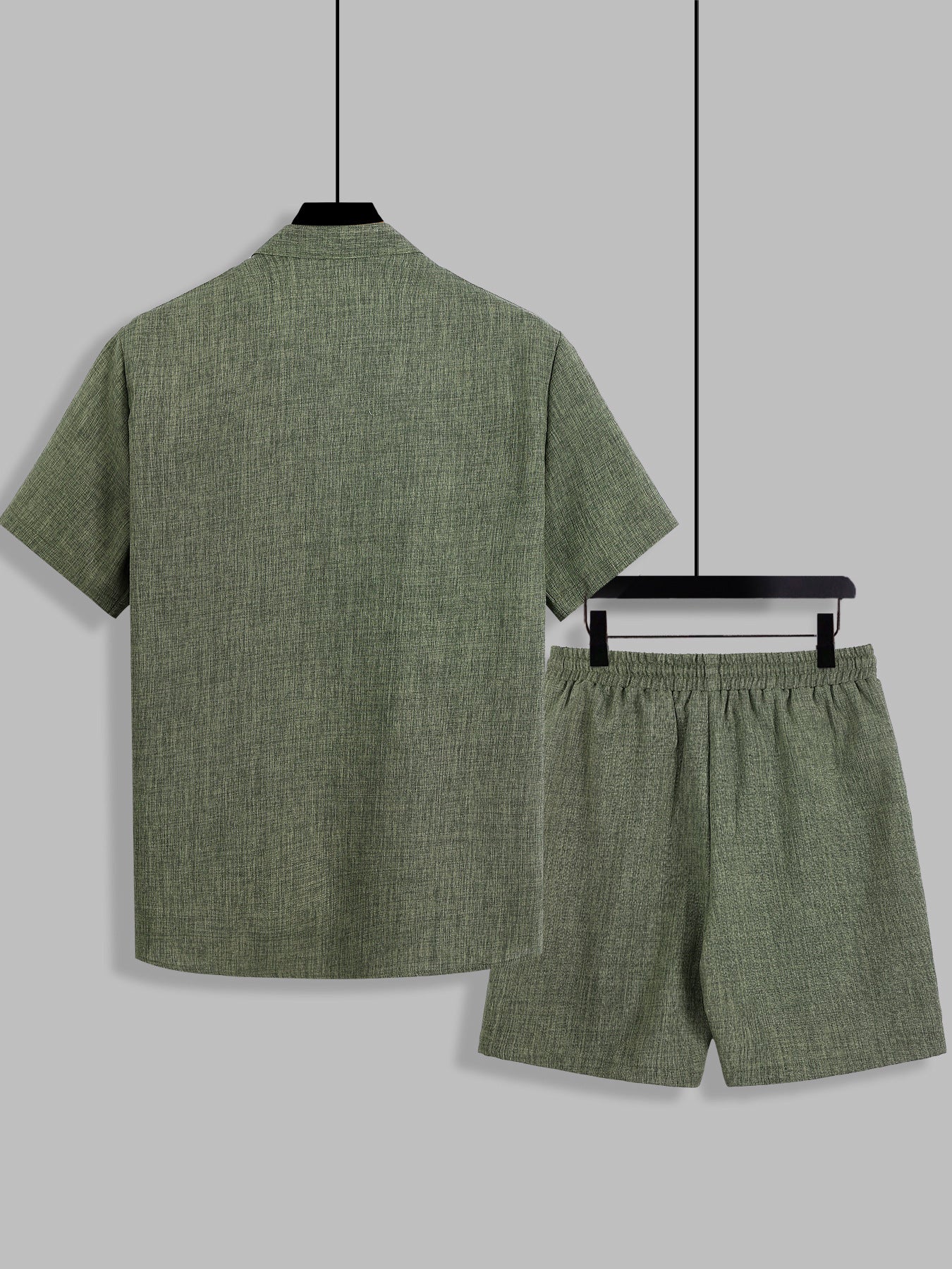 KZZ Men's Linen-Blend Two-Piece Loungewear Set