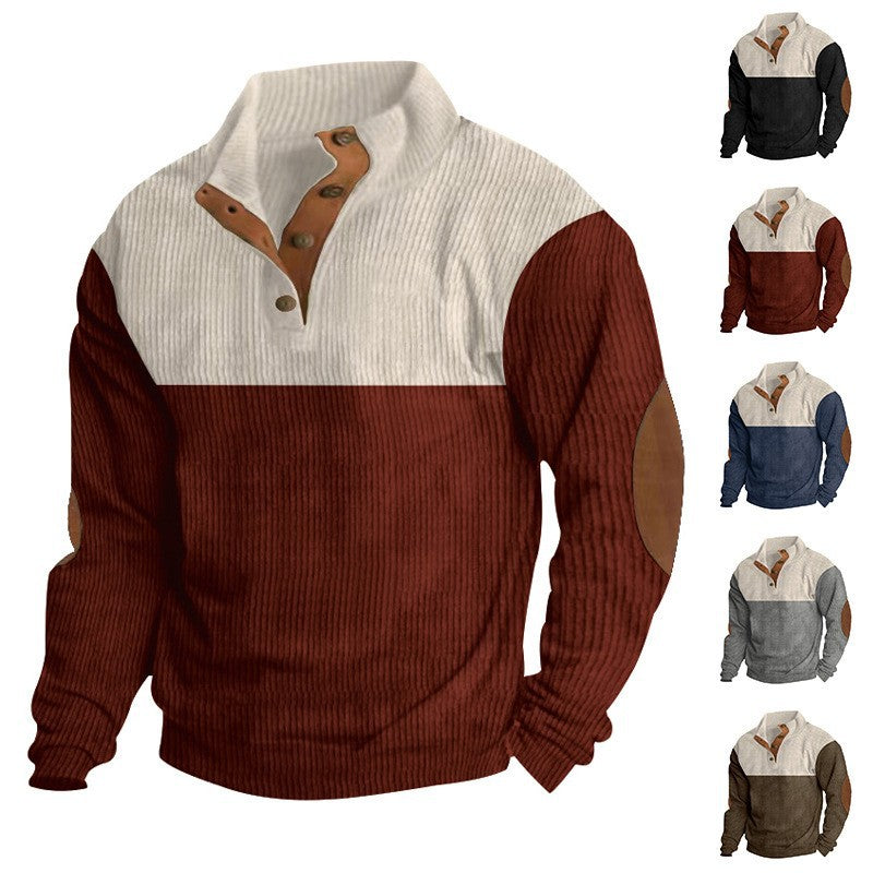 KZZ Men's Color Block Casual Hoodie, Half-Zip Long-Sleeve Sweatshirt