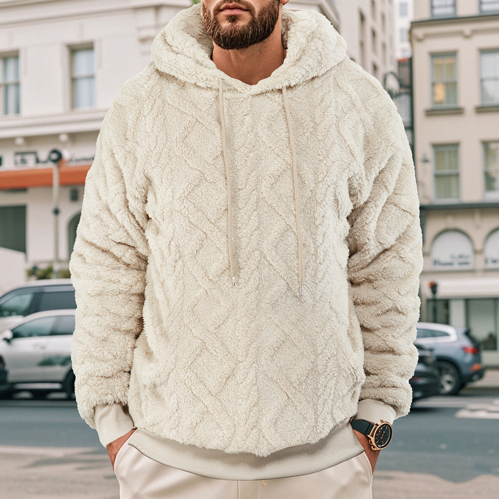 KZZ Men's Solid Color Fleece Hoodies Vintage Drawstring Sweatshirts