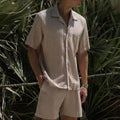 KZZ Men's Textured Knit Two-Piece Set
