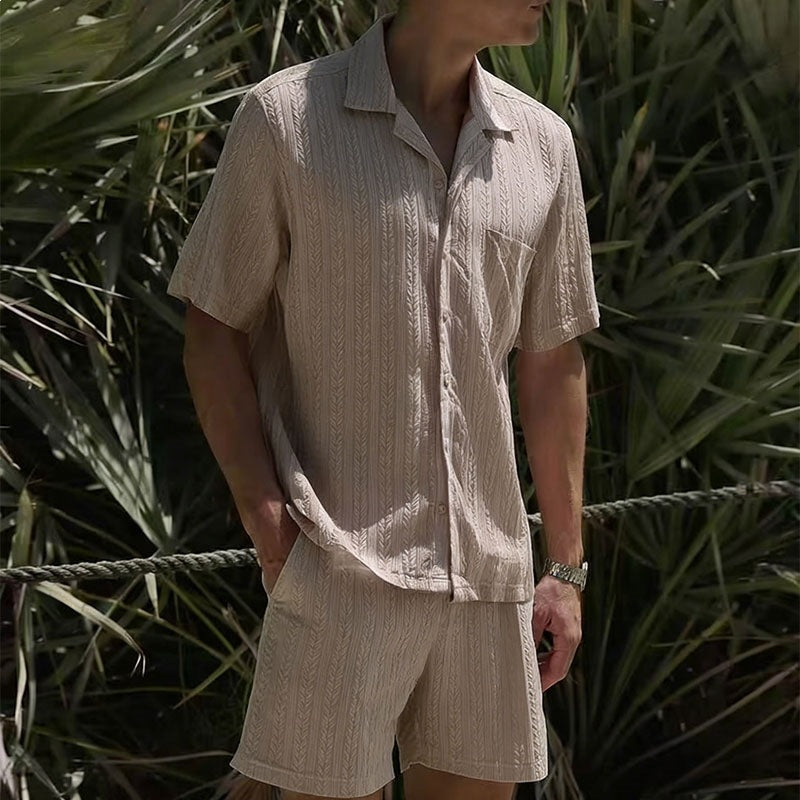 KZZ Men's Textured Knit Two-Piece Set