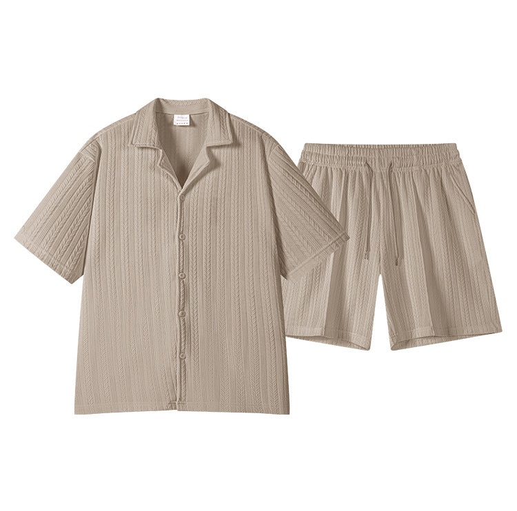KZZ Men's Textured Knit Two-Piece Set