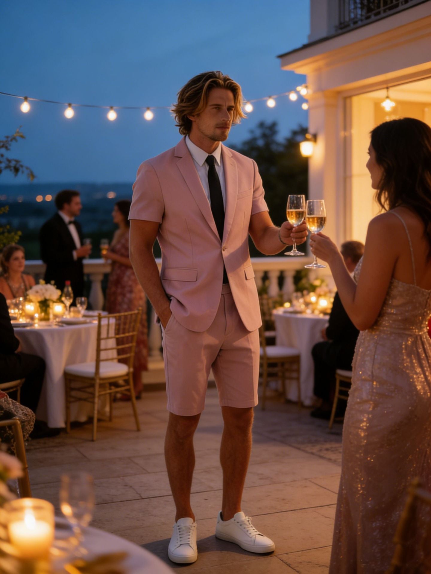 KZZ Men's Short-Sleeve Suit