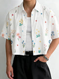 KZZ Men's Short-Sleeve Casual Floral Shirt