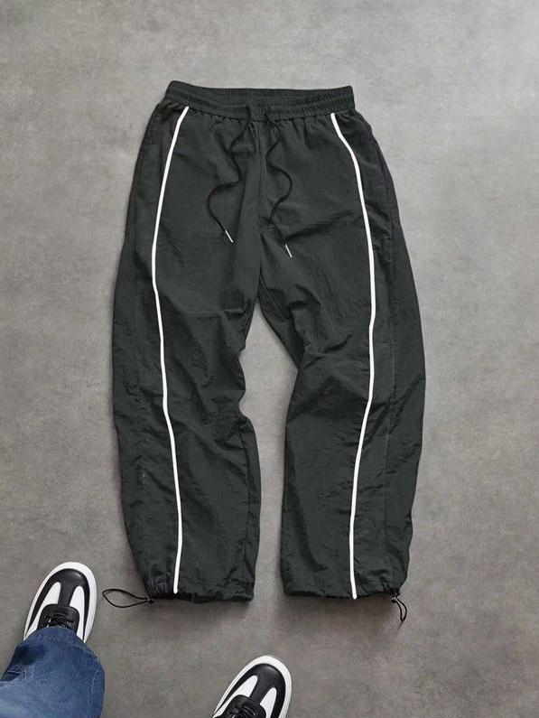KZZ Men's Casual Striped Print Comfortable Straight-Leg Sweatpants