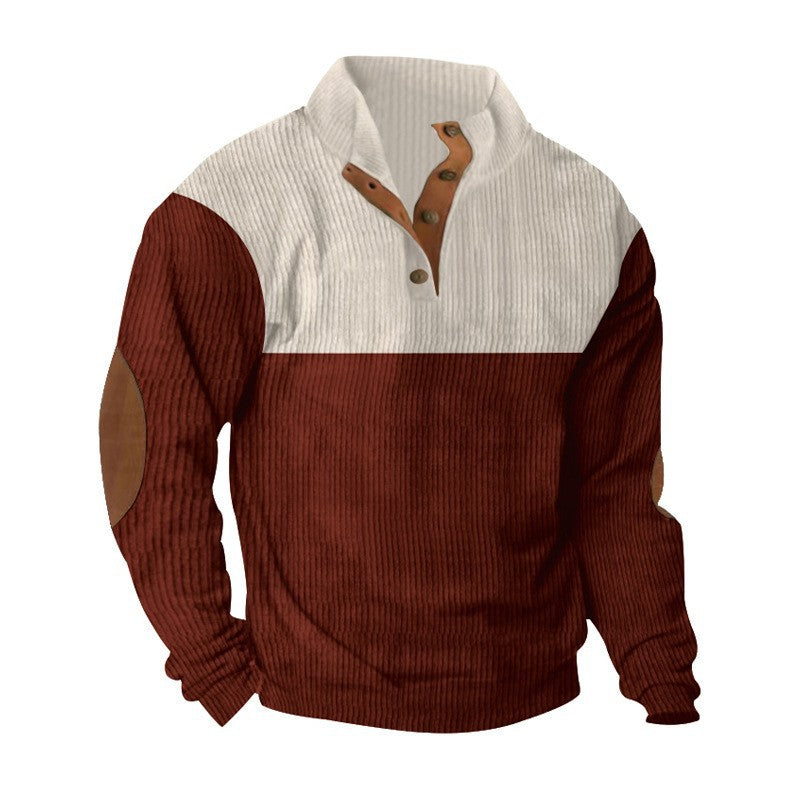 KZZ Men's Color Block Casual Hoodie, Half-Zip Long-Sleeve Sweatshirt