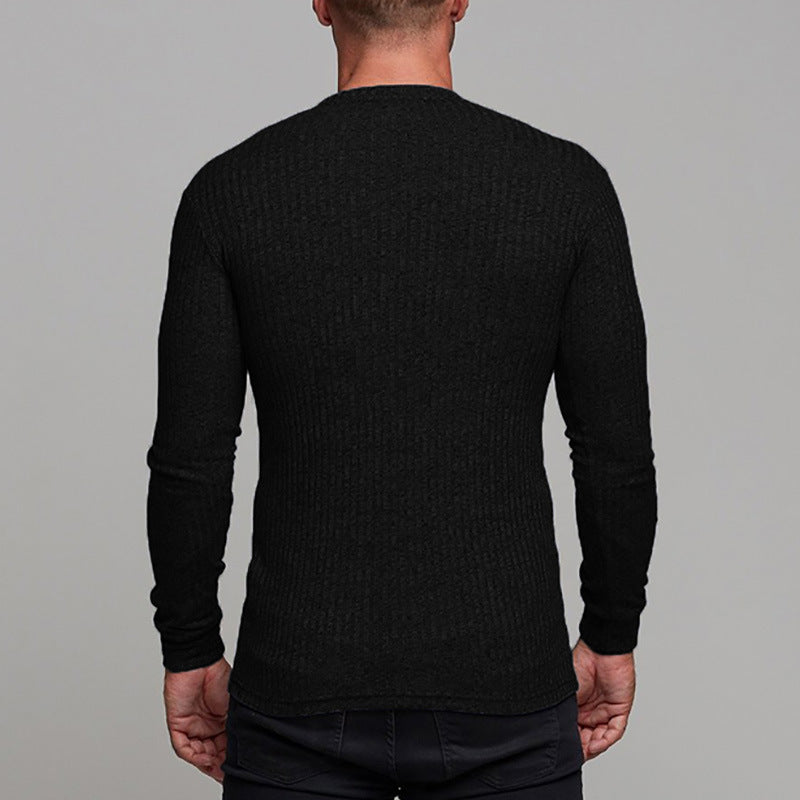 KZZ Slim Fit Knit Long Sleeve T-Shirt for Men