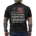 KZZ Men's black crew neck short-sleeved shirt (with flag pattern on the back)