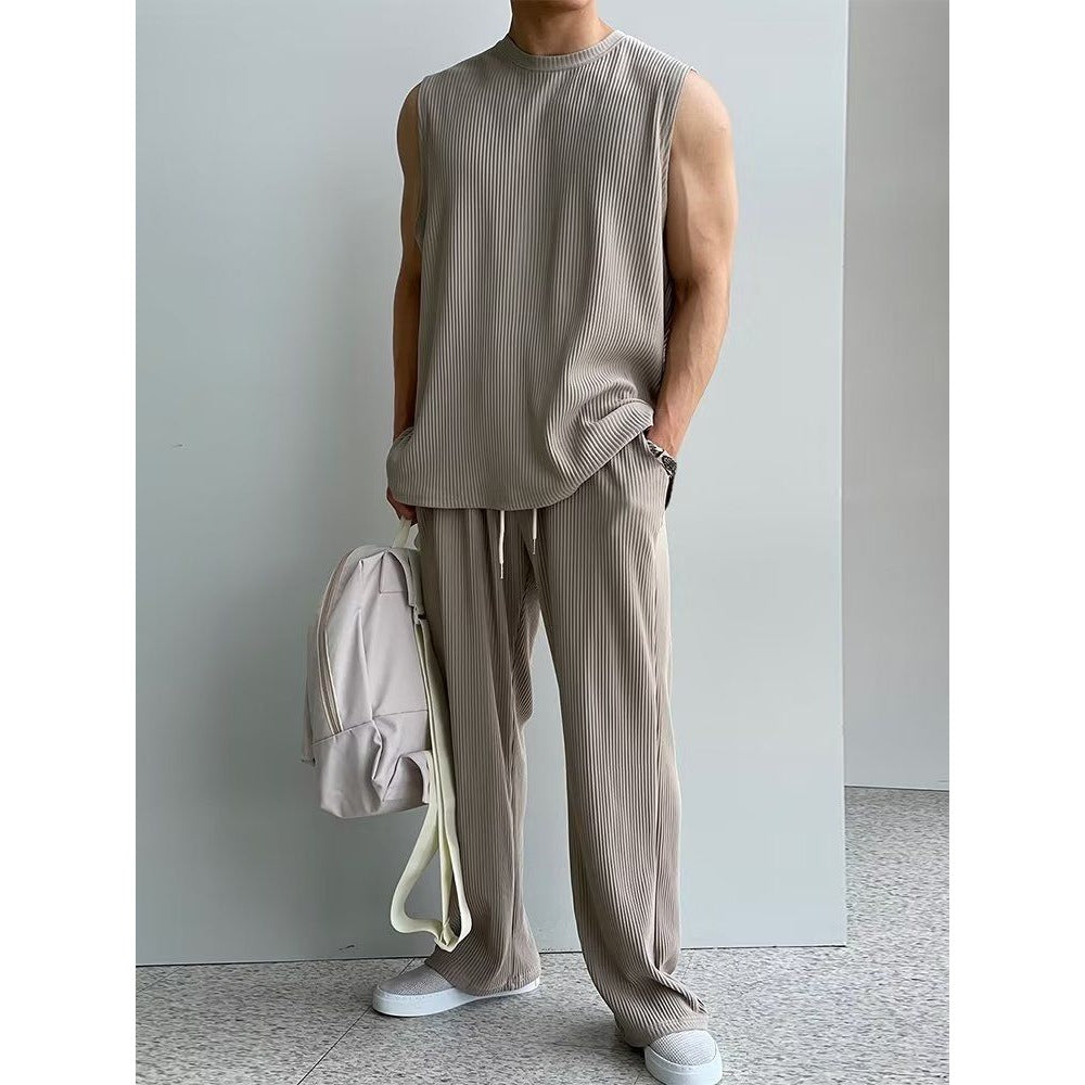 KZZ Men's Two-Piece Ribbed Knit Tracksuit