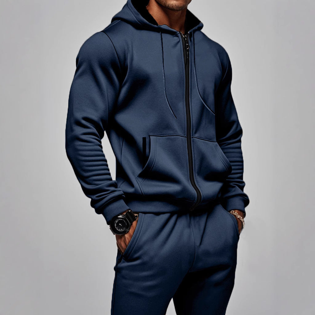KZZ Men’s Fleece Zip Hoodie & Jogger Sets