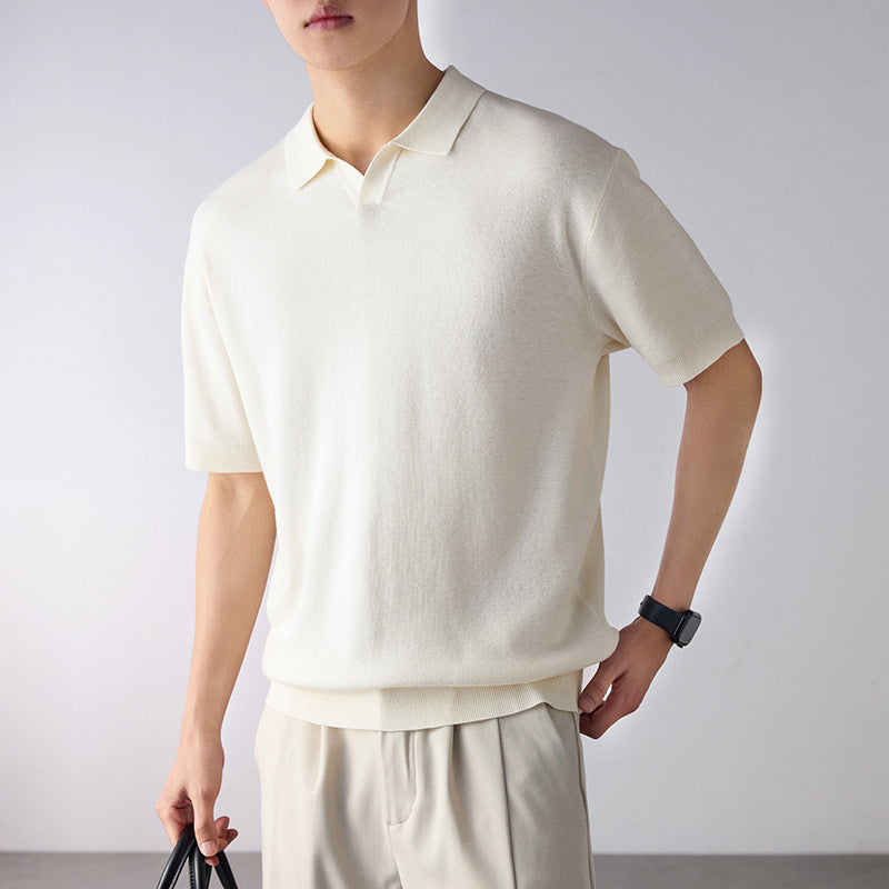 KZZ Short-Sleeve Summer Casual Pullover Polo Shirt