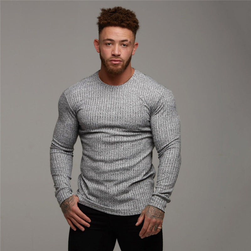 KZZ Slim Fit Knit Long Sleeve T-Shirt for Men
