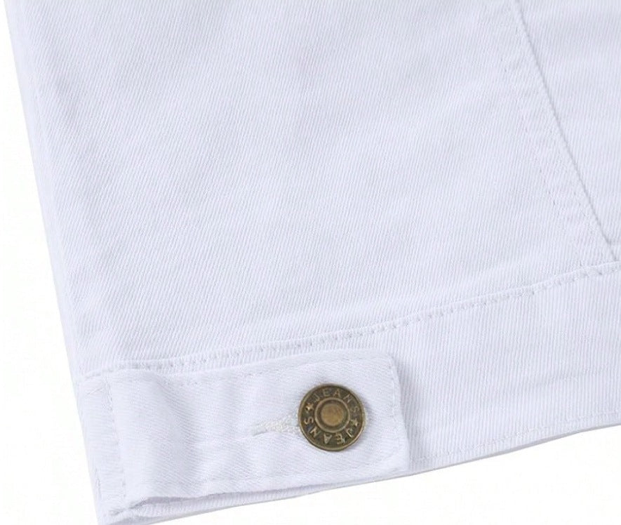 KZZ Men's White Denim Jacket