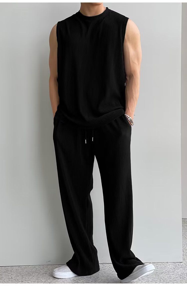 KZZ Men's Two-Piece Ribbed Knit Tracksuit