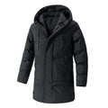 KZZ Men's Thick Winter Warm Coat Plus Size Cold Weather Jacket with Hood Long Sleeve Front Button Design