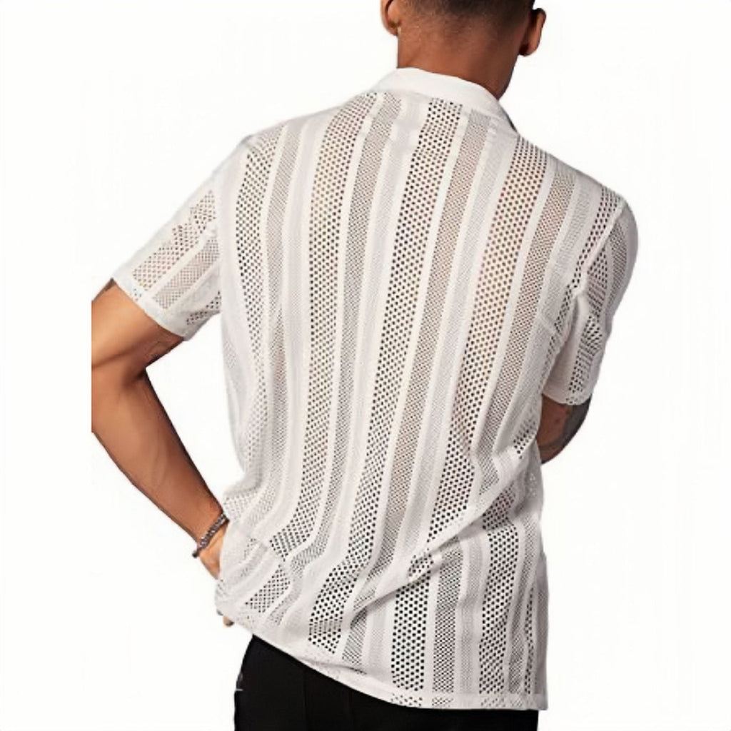 KZZ Men's Semi-Sheer Short-Sleeve Shirt