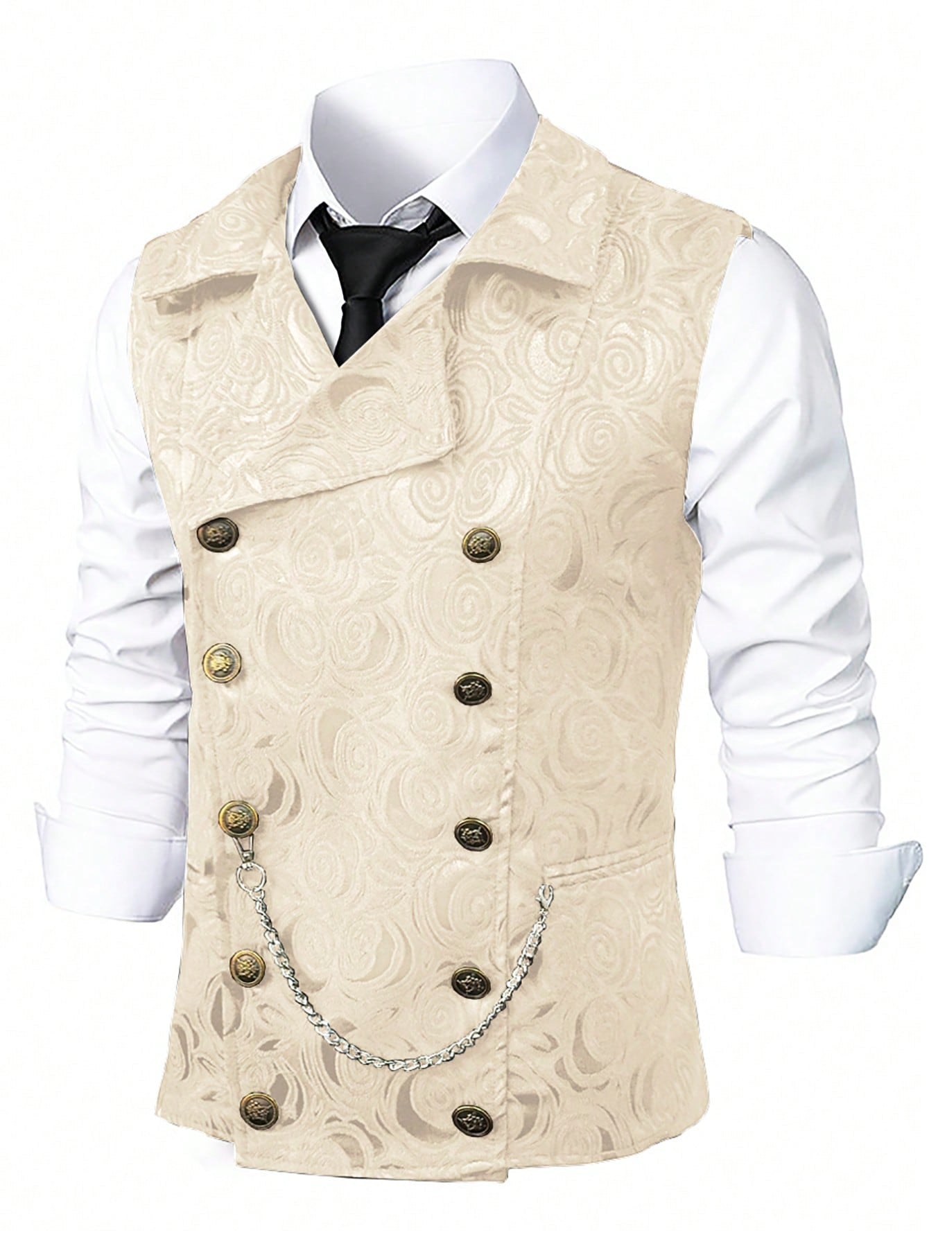 KZZ Men's Solid-Color Double-Breasted Suit Vest