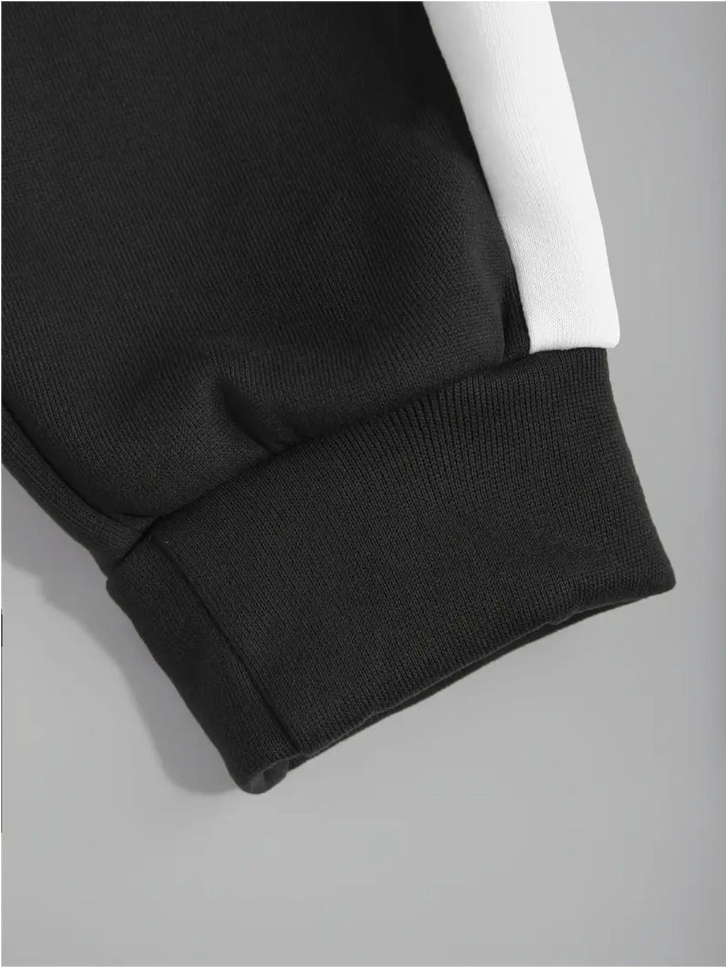 KZZ Men's clothing, two-piece contrasting long sleeved zipper hooded jacket and drawstring pants