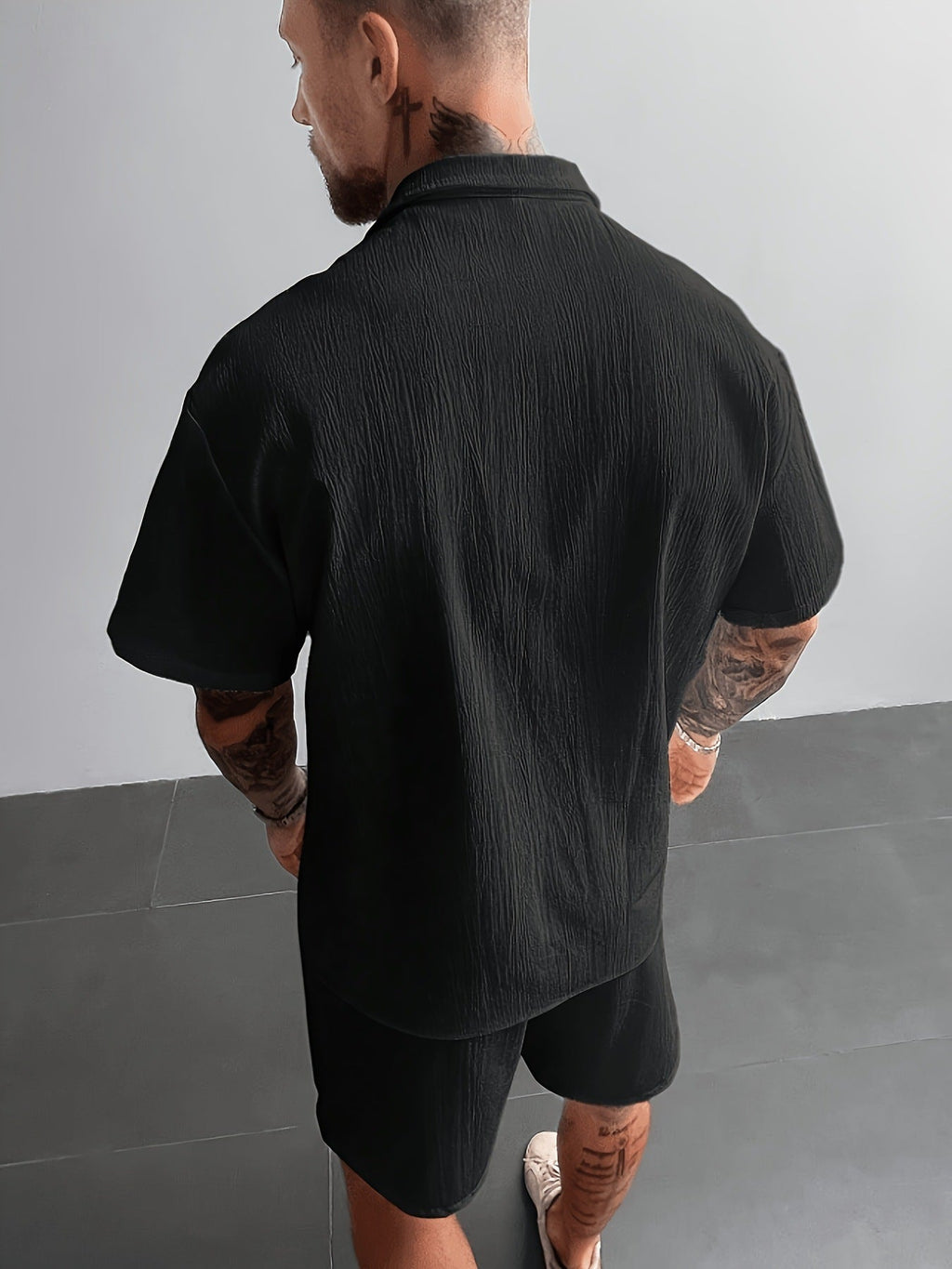 KZZ Men's Plus-Size Streetwear Two-Piece Set