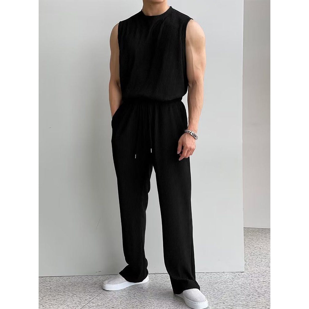 KZZ Men's Two-Piece Ribbed Knit Tracksuit
