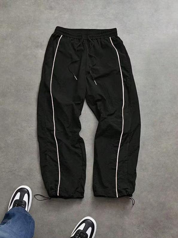 KZZ Men's Casual Striped Print Comfortable Straight-Leg Sweatpants