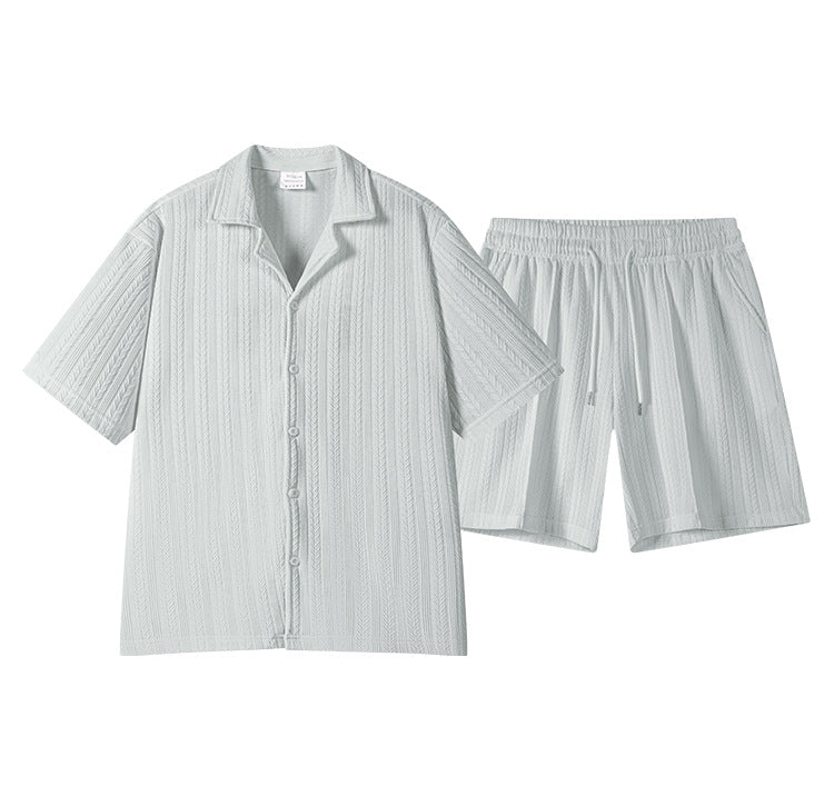 KZZ Men's Textured Knit Two-Piece Set