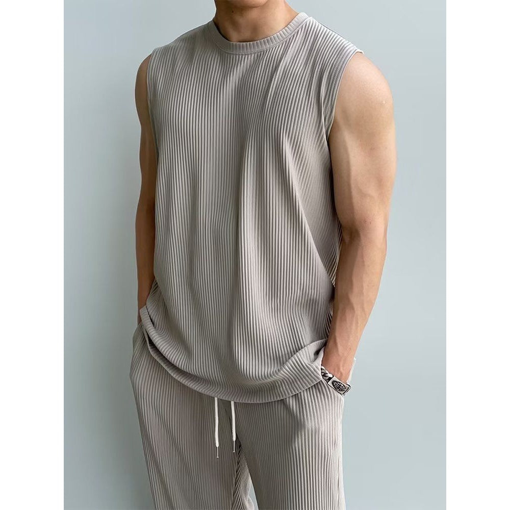 KZZ Men's Two-Piece Ribbed Knit Tracksuit